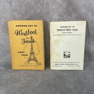 Answer Key To Work Book First Year In French AMSCO 1958 1967 Softcover Vintage